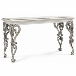Casa Padrino luxury baroque solid wood console white / silver 140.5 cm - Baroque Furniture - Made in Italy