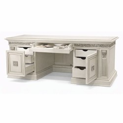 Casa Padrino Scrivania Barocco di Lusso Bianco / Argento 196 cm - Fatto in Italia Casa Padrino Scrivania Barocco di Lusso Bianco / Argento 196 cm - Fatto in Italia