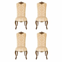 Prunkvolles Luxus Barock Esszimmer Stuhl 4er Set Beige Dunkelbraun Prunkvolles Luxus Barock Esszimmer Stuhl 4er Set Beige Dunkelbraun