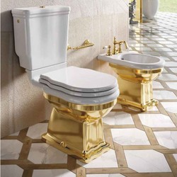 Luxus Jugendstil Keramik Bidet Weiß Gold
