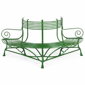Casa Padrino banco de jardín / banco de árbol de hierro forjado Art Nouveau verde 180 cm