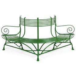 Casa Padrino Art Nouveau Wrought Iron Garden Bench / Tree Bench Green 180 cm
