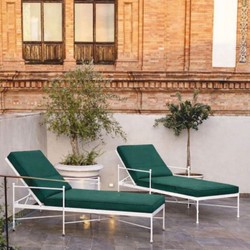 Casa Padrino Luxury Art Nouveau Garden Lounger White / Green 190 cm - Hotel & Garden Furniture