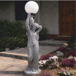 Casa Padrino lampada da giardino Art Nouveau scultura donna grigio / bianco A. 120 cm