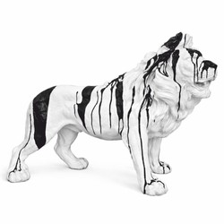 Casa Padrino scultura decorativa leone bianco / nero 100 cm - Grande figura da giardino