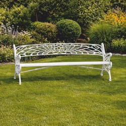 Casa Padrino Art Nouveau Cast Iron Garden Bench White 205 cm - Garden Furniture