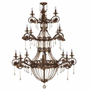 Casa Padrino Luxury Baroque Wrought Iron Crystal Chandelier Brown Ø 146 x H. 190 cm
