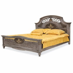 Casa Padrino lit double baroque de luxe en bois massif gris - Meubles de chambre baroque