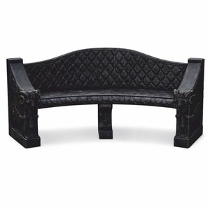 Casa Padrino banco de jardín barroco de hormigón negro 196 cm - Muebles de jardín y terraza barroco