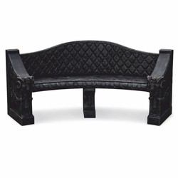 Casa Padrino banc de jardin baroque en béton noir 196 cm - Meubles de jardin et de terrasse baroque