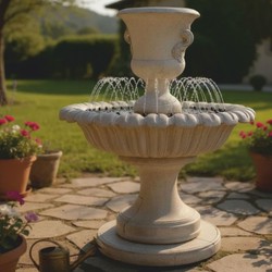 Casa Padrino baroque fountain gray Ø 153 x H. 190 cm - Magnificent garden fountain