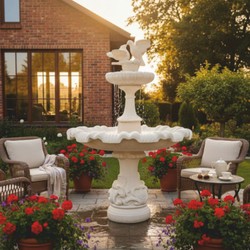 Casa Padrino Fontana Barocco 2 Colombe Bianco Ø 130 x A. 170 cm - Fontana da Giardino