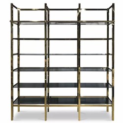 Casa Padrino armario de estantería metálica con escalera oro / negro 245 x 45 x Al. 223 cm