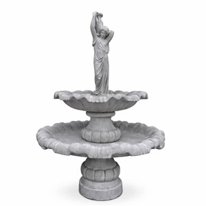 Casa Padrino Fuente Art Nouveau Mujer con Jarra Gris Ø 130 x Al. 185 cm - Fuente de Jardín
