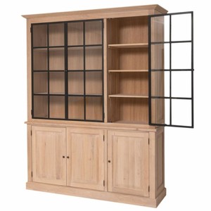 Casa Padrino Landhausstil Eichenholz Schrank Naturfarben / Schwarz 186 x 50 x H. 230 cm