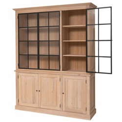 Casa Padrino armoire en chêne de style campagnard naturel / noir 186 x 50 x H. 230 cm
