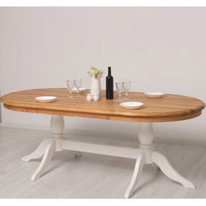 Casa Padrino Landhausstil Massivholz Esstisch Naturfarben / Weiß 210 cm