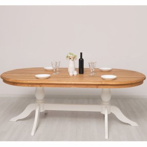 Casa Padrino Landhausstil Massivholz Esstisch Naturfarben / Weiß 210 cm