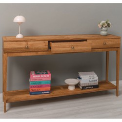 Casa Padrino console en chêne de style campagnard marron 160 cm - Mobilier de style campagnard