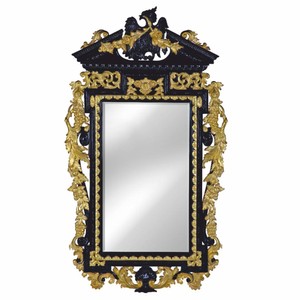 Casa Padrino espejo barroco de lujo negro / oro A. 178 cm - Muebles de estilo barroco
