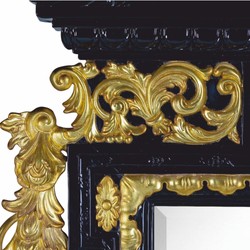 Prunkvoller Luxus Barock Spiegel Wandspiegel Schwarz Gold