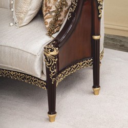 Casa Padrino Sofá Barroco de Lujo Natural / Marrón Oscuro / Oro 255 cm - Muebles Barrocos