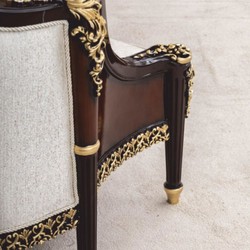 Casa Padrino Luxury Baroque Sofa Natural / Dark Brown / Gold 255