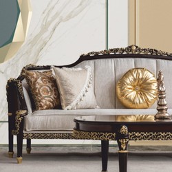 Casa Padrino Sofá Barroco de Lujo Natural / Marrón Oscuro / Oro 255 cm - Muebles Barrocos