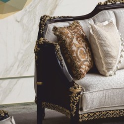 Casa Padrino Sofá Barroco de Lujo Natural / Marrón Oscuro / Oro 255 cm - Muebles Barrocos