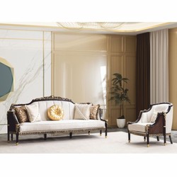 Casa Padrino Luxury Baroque Armchair Natural / Dark Brown / Gold - Baroque Furniture