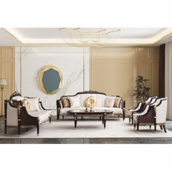 Casa Padrino Luxury Baroque Armchair Natural / Dark Brown / Gold - Baroque Furniture