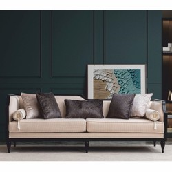 Casa Padrino Canapé Baroque de Luxe Beige / Noir 235 cm - Meubles de Salon Baroque
