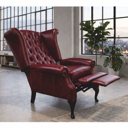 Casa Padrino Luxury Chesterfield Leather TV Armchair Bordeaux Red / Black H. 110 cm