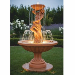 Casa Padrino Art Nouveau Fountain, ornamental garden fountain in brown, Ø 130 x H. 195 cm