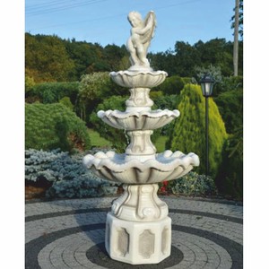 Casa Padrino fuente barroco gris / blanco Ø 89 x Al. 191 cm - Magnífica fuente de jardín