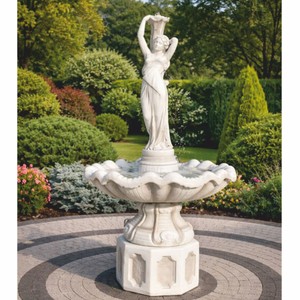 Casa Padrino fuente barroco blanco Ø 89 x Al. 192 cm - Fuente de jardín nostálgica