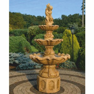Casa Padrino fuente barroco marrón Ø 89 x Al. 192 cm - Fuente decorativa de jardín