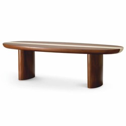 Casa Padrino tavolo da salotto di lusso in mogano marrone lucida / beige 140 cm - Mobili per soggiorno