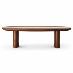 Casa Padrino tavolo da salotto di lusso in mogano marrone lucida / beige 140 cm - Mobili per soggiorno