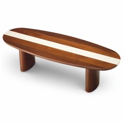 Casa Padrino tavolo da salotto di lusso in mogano marrone lucida / beige 140 cm - Mobili per soggiorno