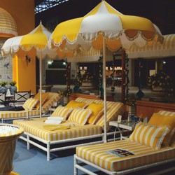 Casa Padrino sombrilla de lujo blanco / amarillo Ø 200 x Al. 250 cm - Muebles de hoteles y jardines VPP