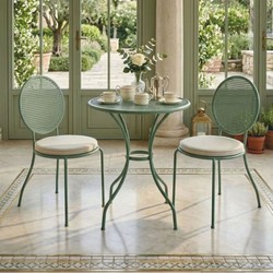 Casa Padrino ensemble de jardin Art Nouveau en fer forgé vert / crème - Meubles d'hôtel et de jardin
