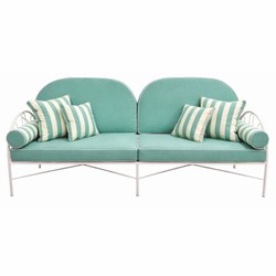 Casa Padrino Luxury Wrought Iron Sofa Turquoise / White 240 cm - Hotel & Garden Sofa