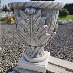Casa Padrino Baroque Flower Pot Gray H. 74 cm - Baroque Style Garden Decor Planter