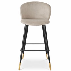 Luxus Samt Barstuhl Beige Schwarz Gold