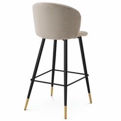 Luxus Samt Barstuhl Beige Schwarz Gold