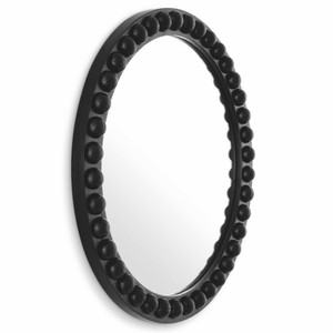 Casa Padrino Espejo de Lujo Negro Ø 80 cm - Espejo de Pared Redondo de Lujo