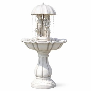 Casa Padrino fuente barroco blanco Ø 79 x Al. 138 cm - Fuente de jardín nostálgica