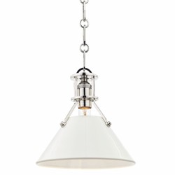 Casa Padrino lámpara colgante de metal estilo industrial plata / blanco Ø 24 x Al. 23,5 cm