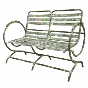 Casa Padrino banco de jardín Art Nouveau de hierro forjado verde antiguo 100 cm - Muebles de jardín